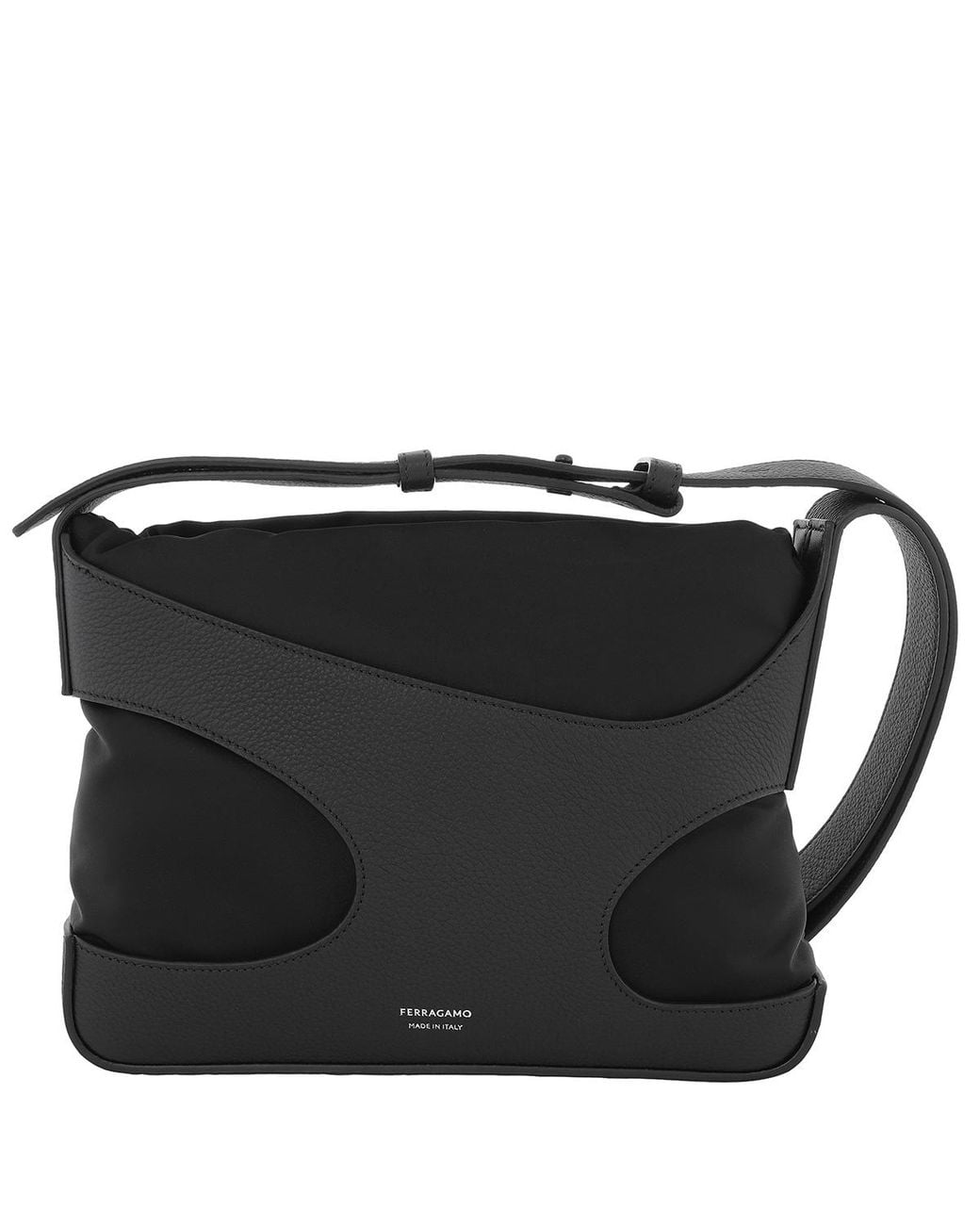 Ferragamo Black Cut Out Leather Shoulder Bag for men