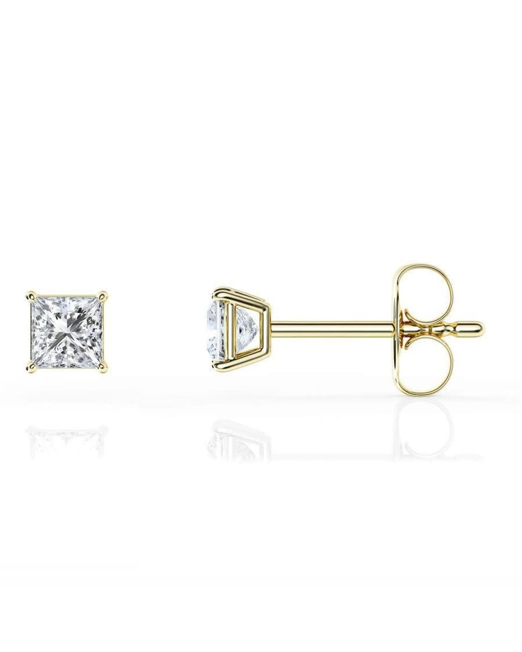 Brilliant Diamond Multicolor 1/3 Carat Princess Cut Lab Grown Diamond Stud Earrings for men