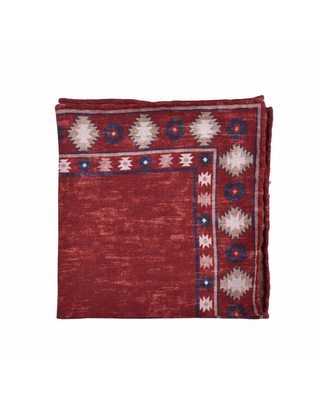 Brunello Cucinelli Red Wool Patterned Pocket Square, One Size for men