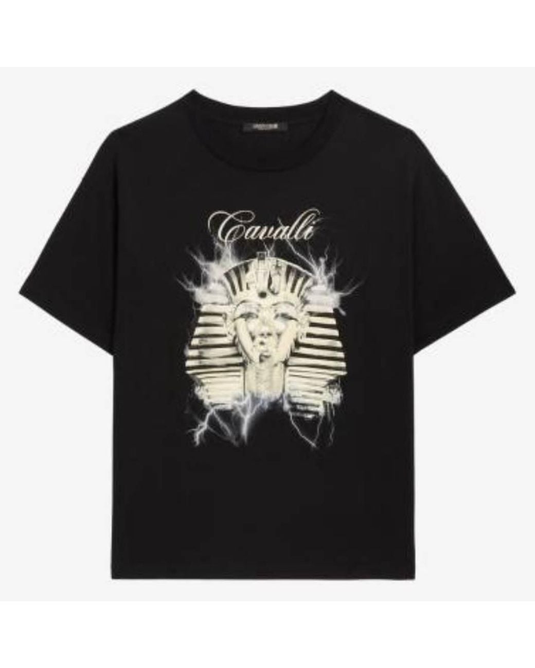 Roberto Cavalli Black Pharaoh Graphic Cotton T-Shirt for men