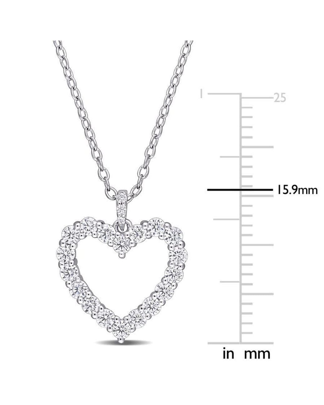 Amour Metallic 3/5 Ct Dew Created Moissanite Open Heart Pendant With Chain for men