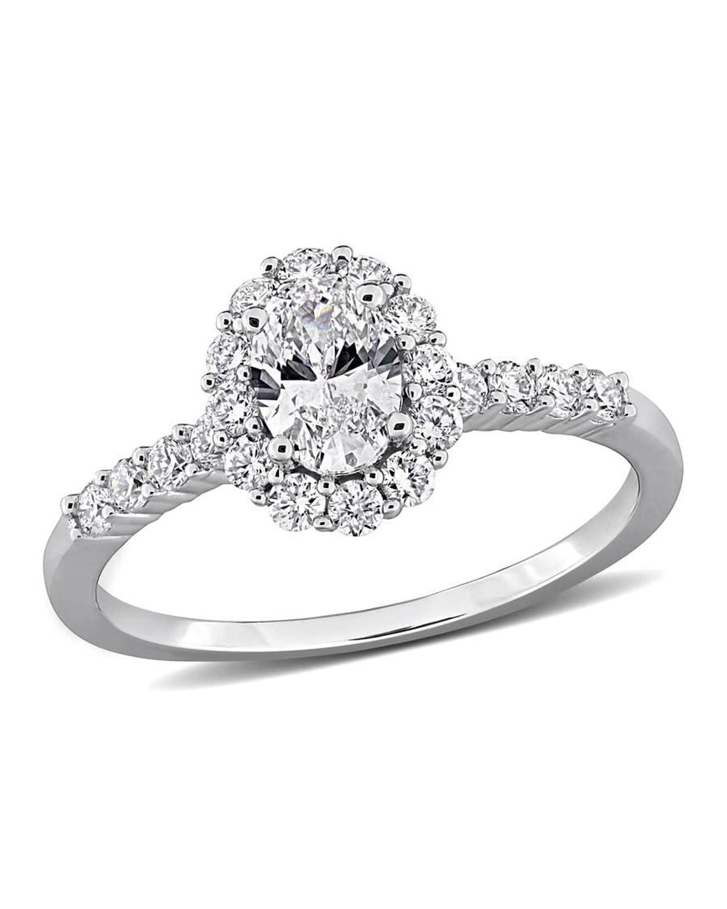 Created Forever Metallic 1Ct Tw Oval-Cut Lab-Grown Diamond Halo Engagement Ring for men