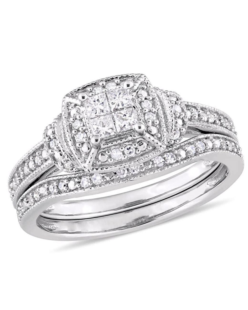 Amour Metallic 1/3 Ct Tw Diamond Halo Vintage Bridal Set for men
