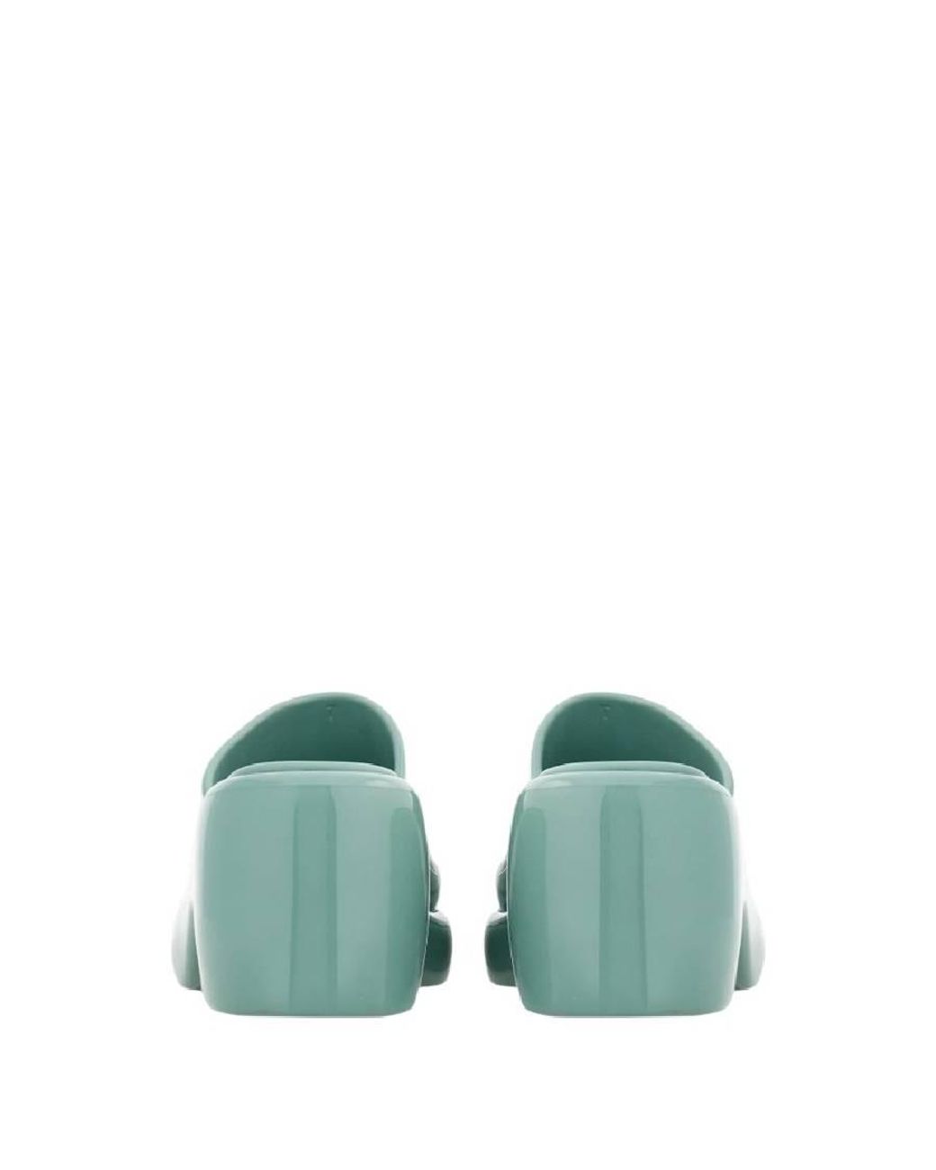 Ferragamo Green Deva Chunky Rubber Slides