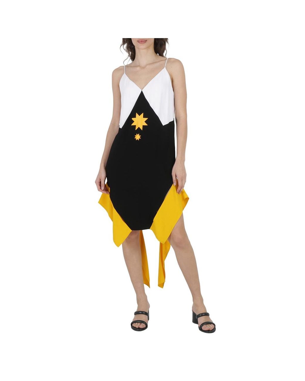 Burberry Black Panel-Detail Geometric Slip Dress, Brand Size 2 (Us