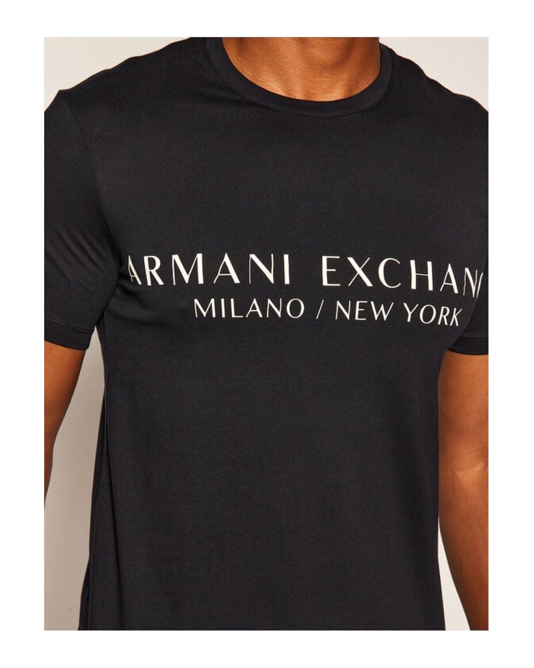 ARMANI EXCHANGE Black Milano New York Logo Crew Neck T-Shirt