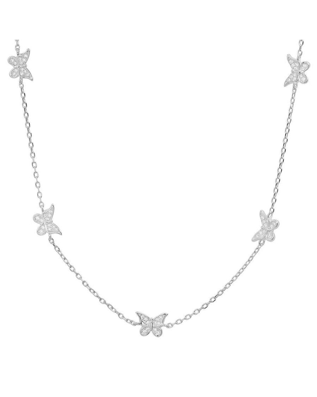 Kylie Harper Metallic Sterling Cubic Zirconia Cz Butterfly Station Necklace for men