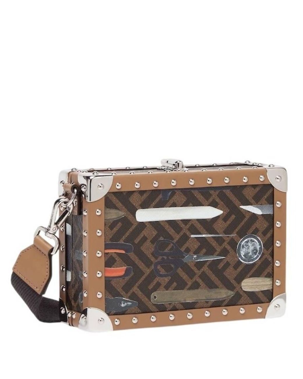 Fendi Brown Ff Rectangular Phone Trunk Bag for men