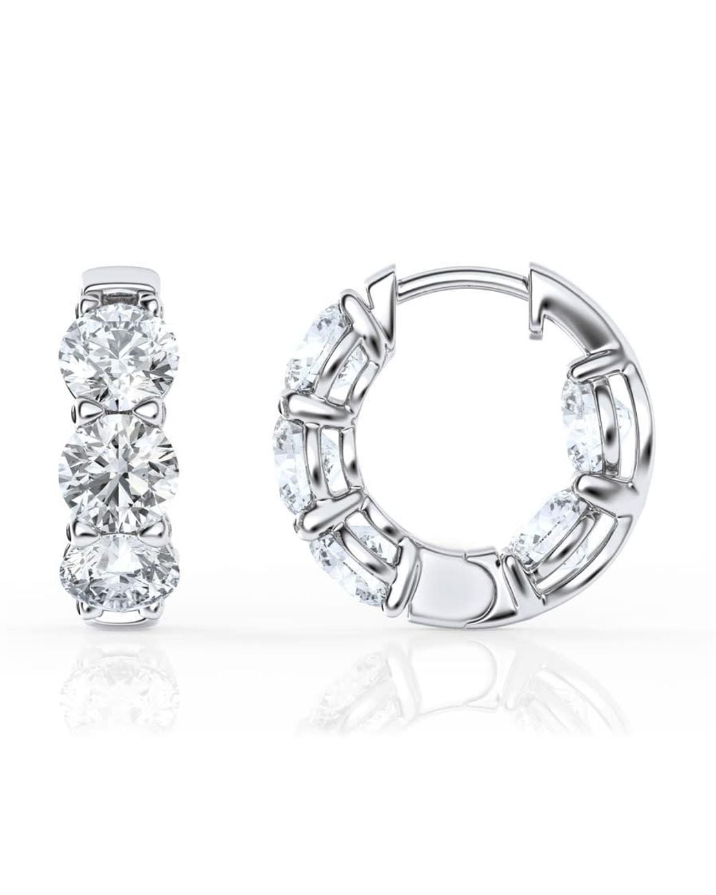 Brilliant Diamond Metallic 5 Carat Lab Grown Diamond Huggie Hoop Earrings For for men
