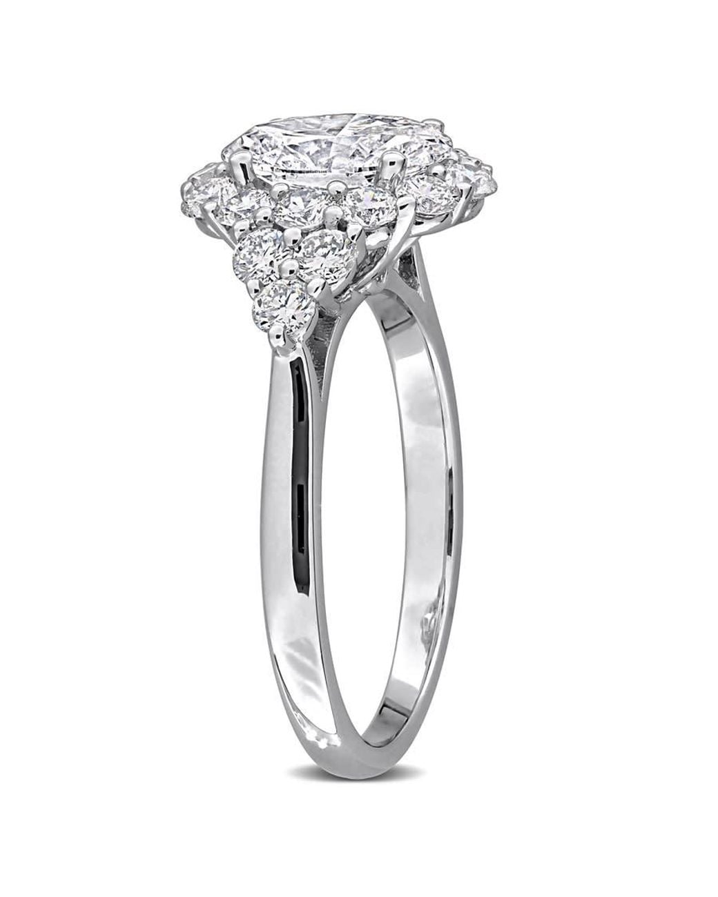 Created Forever Metallic 2 1/4Ct Tgw Oval And Round-Cut Lab Grown Diamond Halo Engagement Ring for men