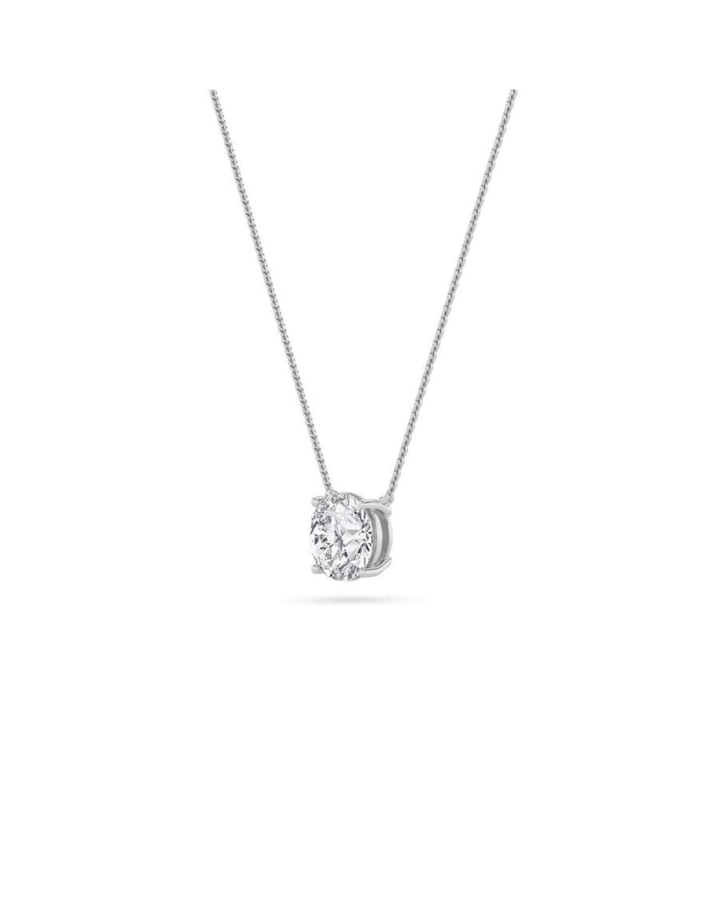 Mure And Co Metallic 3Ctw Round Shaped Lab Grown Diamond (G/Vs) Solitaire Necklace for men