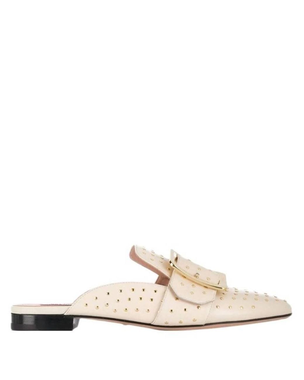 Bally Natural Janesse Studded Leather Mules, Brand Size 35 Us