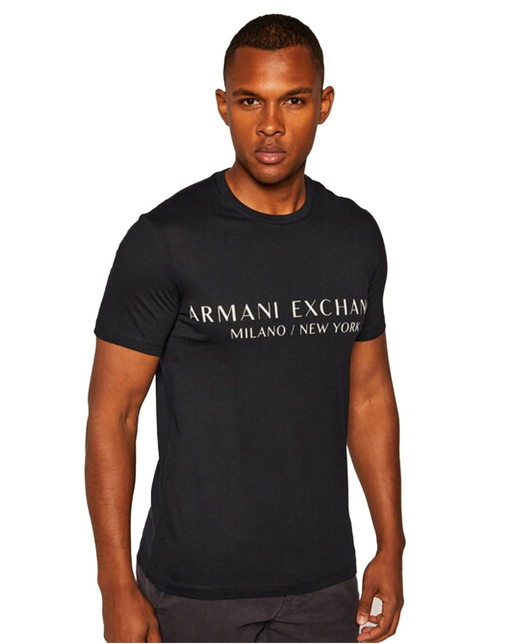 ARMANI EXCHANGE Black Milano New York Logo Crew Neck T-Shirt