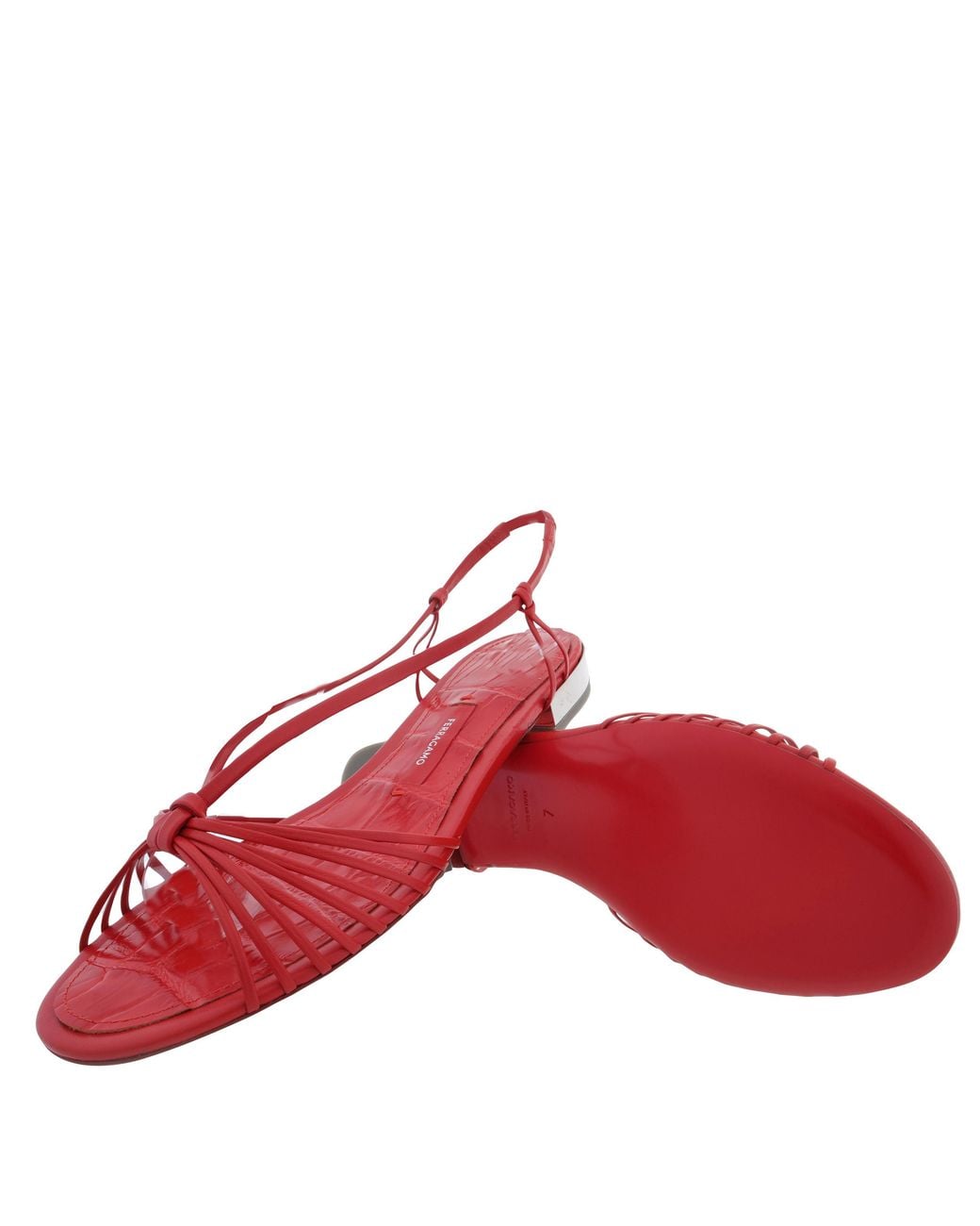 Ferragamo Red Ferragamo Alexis Strappy Flat Sandals, Size 7 C