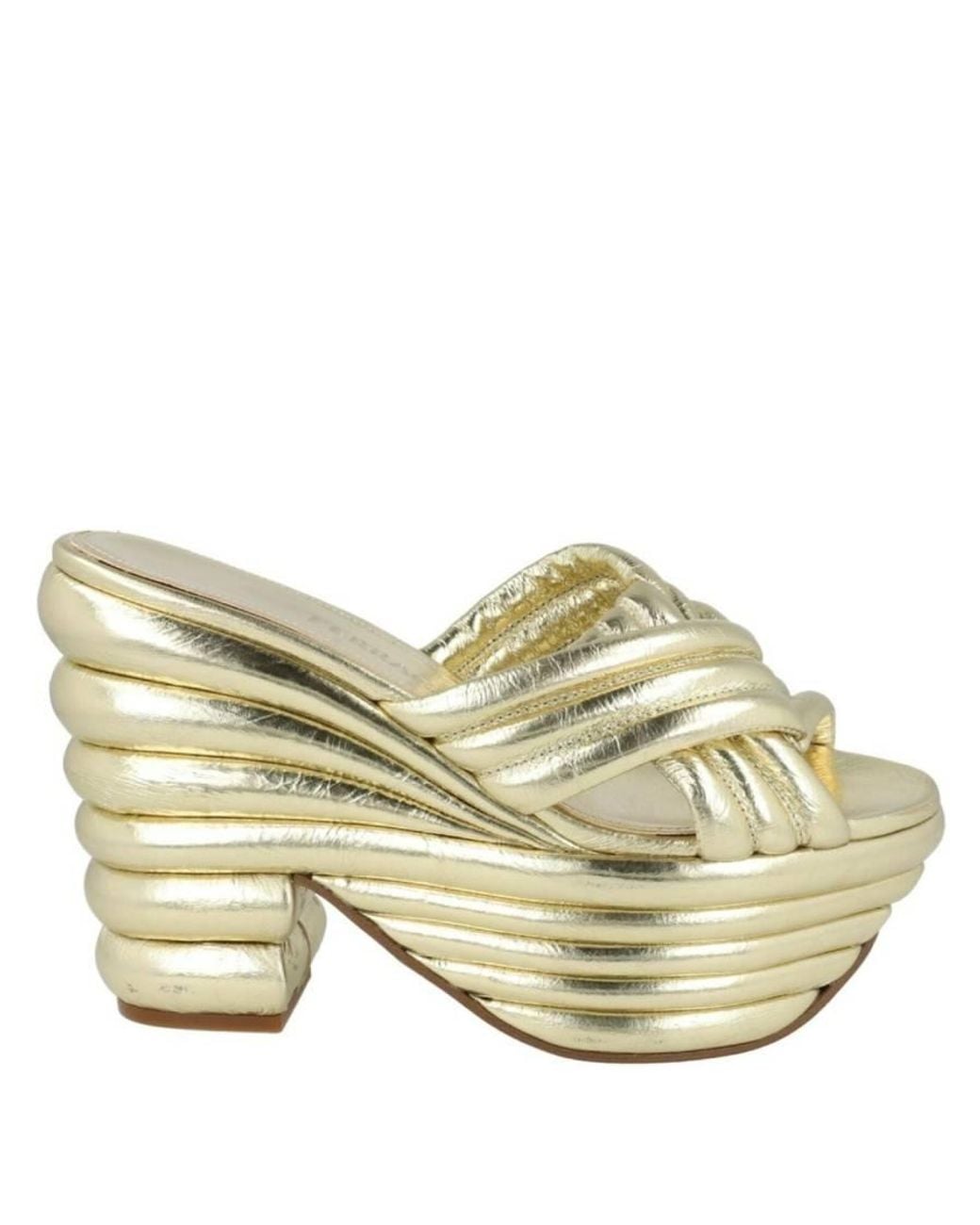 Ferragamo Metallic Rey Sculptural Platform Sandals