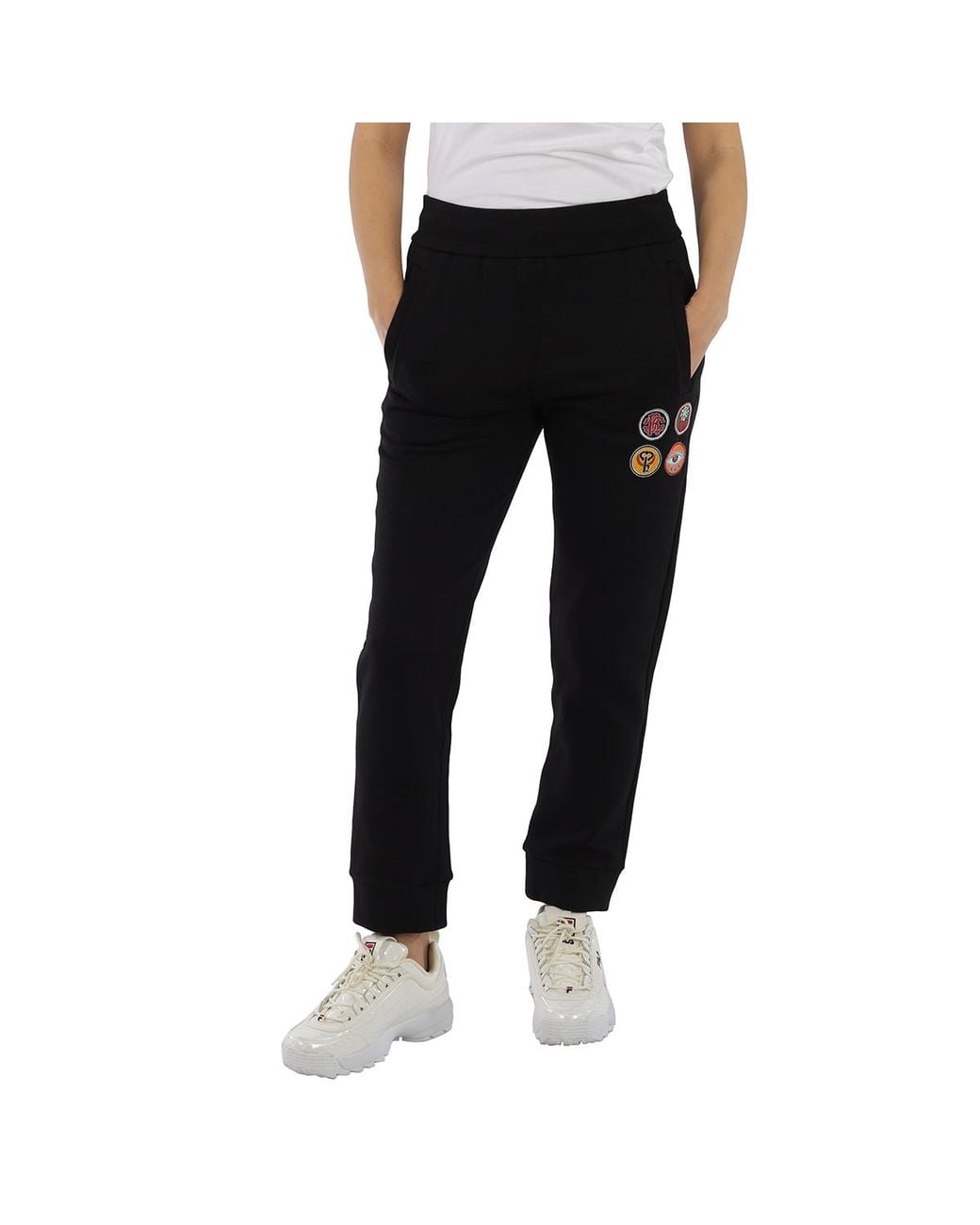Roberto Cavalli Black Ladies Lucky Symbols Applique Relaxed Fit Sweatpants, Brand Size 38 (Us for men