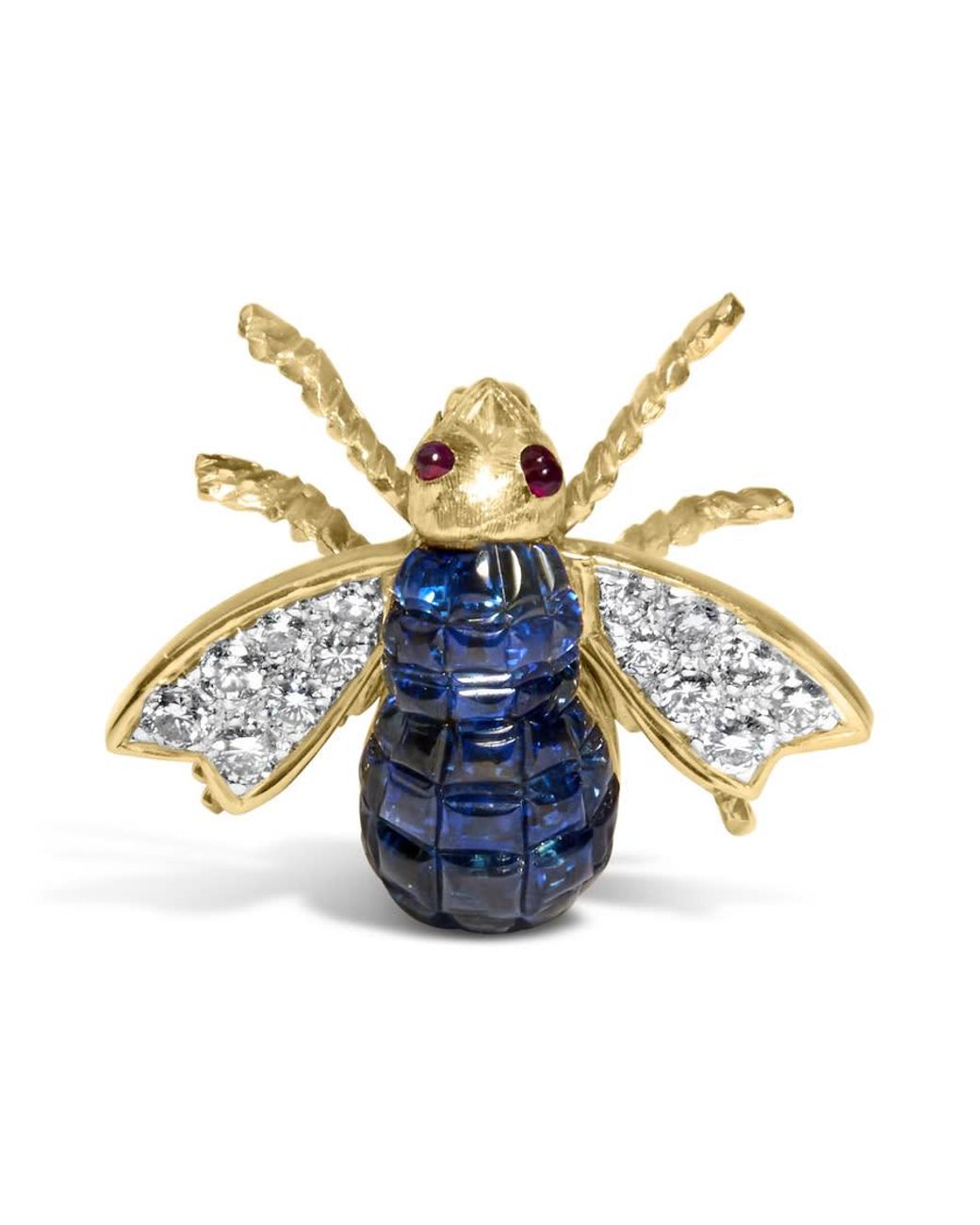 Haus of Brilliance Blue 18K 3/8 Cttw Diamond And 5 4/5 Cttw Sapphire Bumblebee Brooch Pin for men