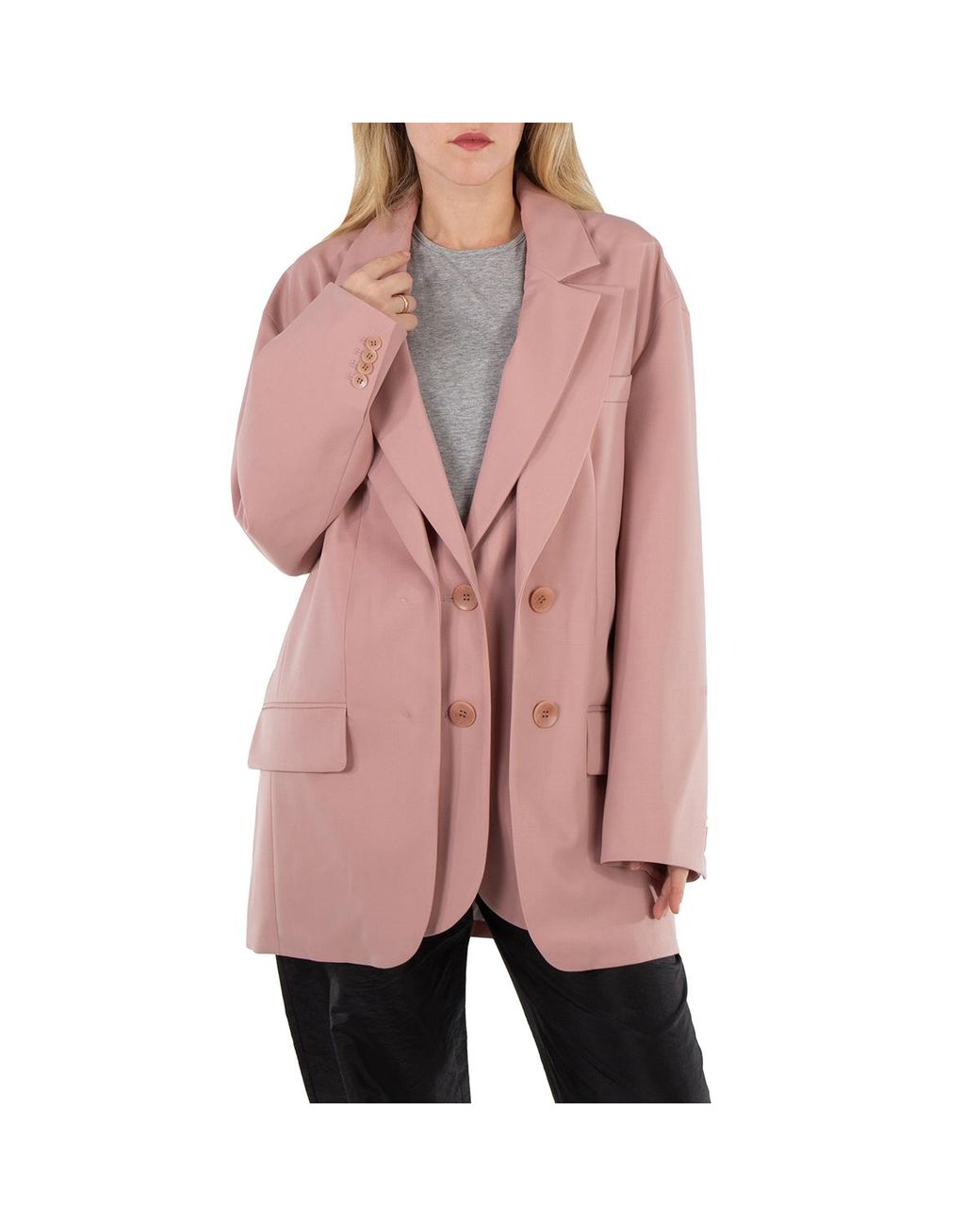 Tibi Pink Ladies Toffee Cassius Suiting Double Layer Liam Blazer for men
