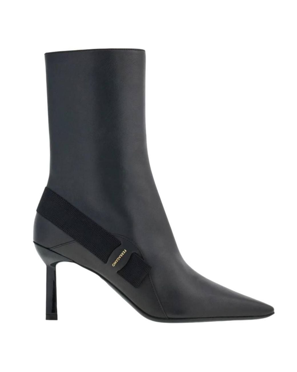 Ferragamo Black Virgilia Leather Ankle Boots