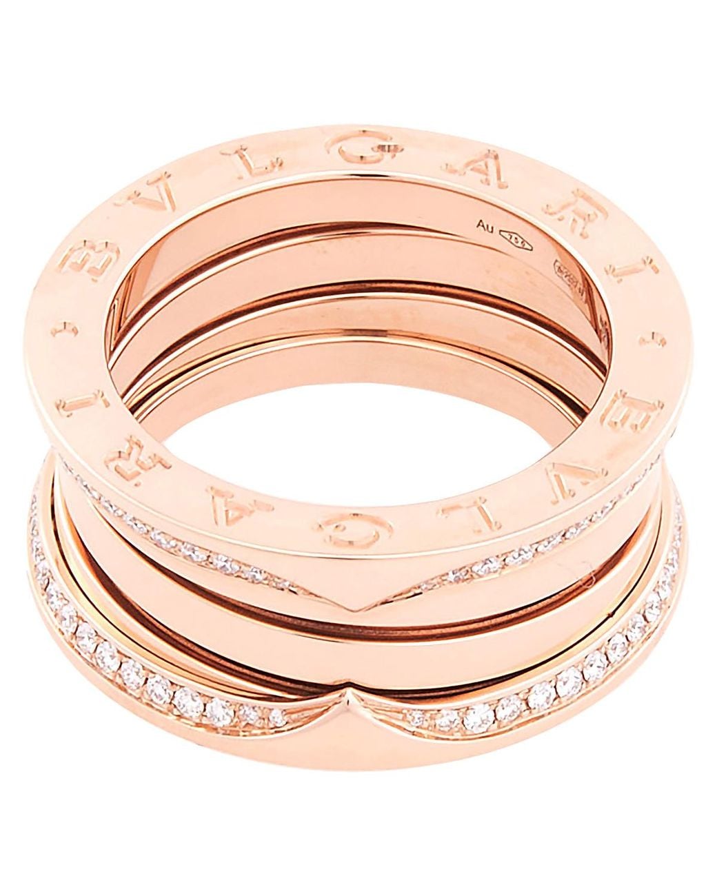 BVLGARI Pink B.Zero1 18 Kt Rose Three-Band Ring for men