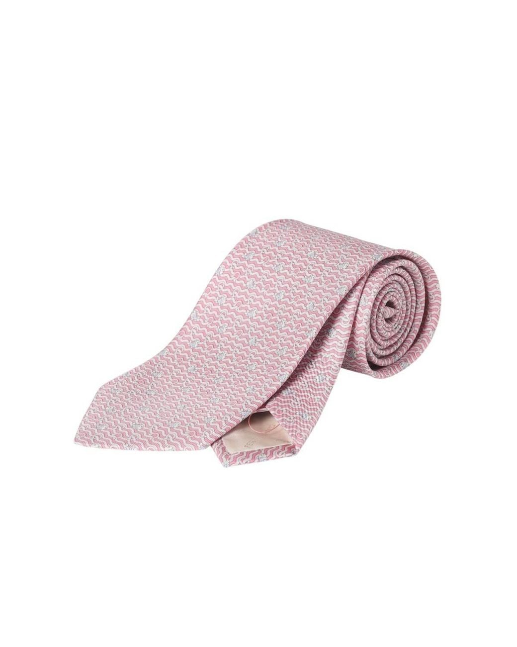 Ferragamo Pink Wave Print Silk Tie for men