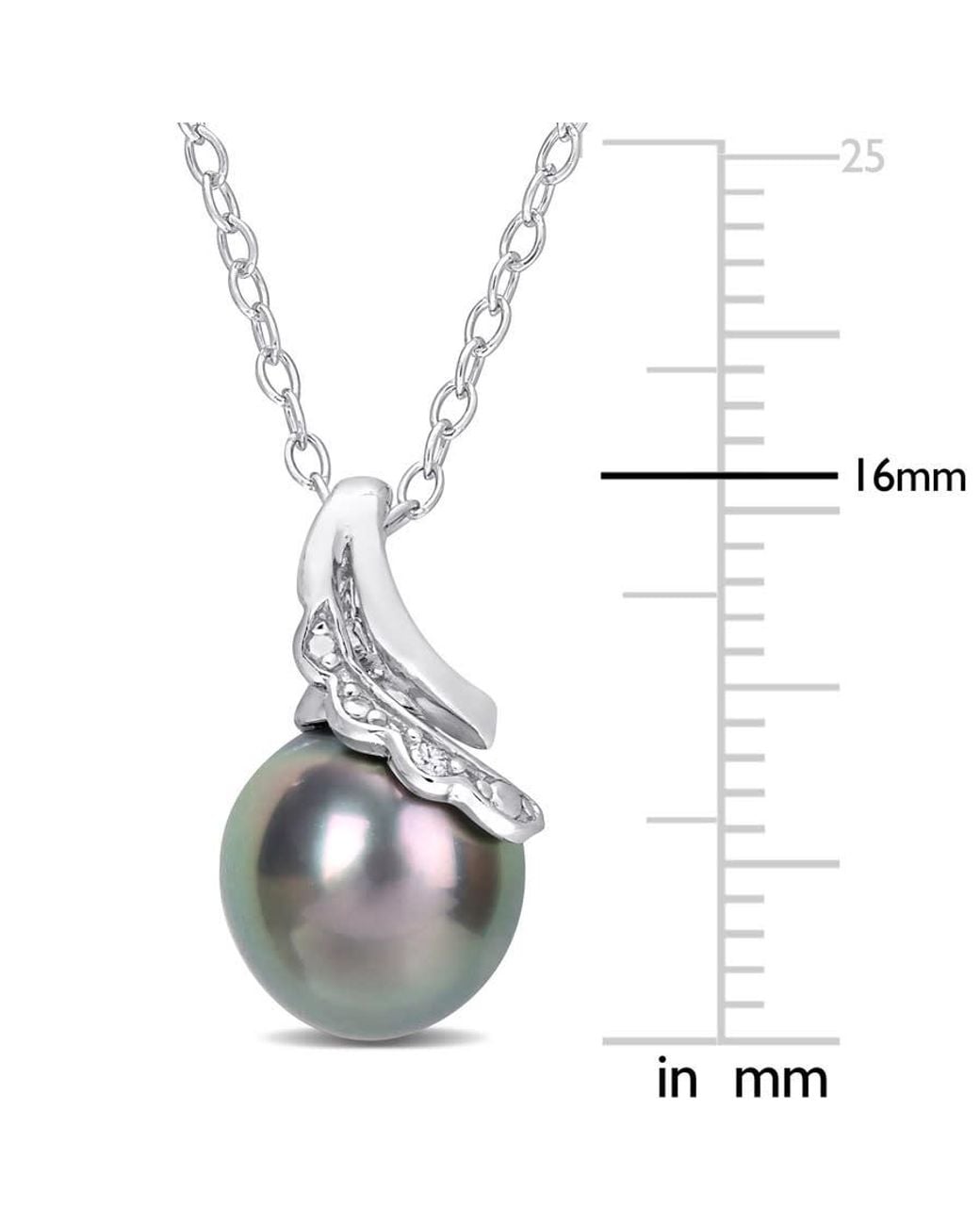 Amour Metallic 8-9Mm Tahitian Cultured Pearl And Diamond Accent Twisted Pendant With Chain for men
