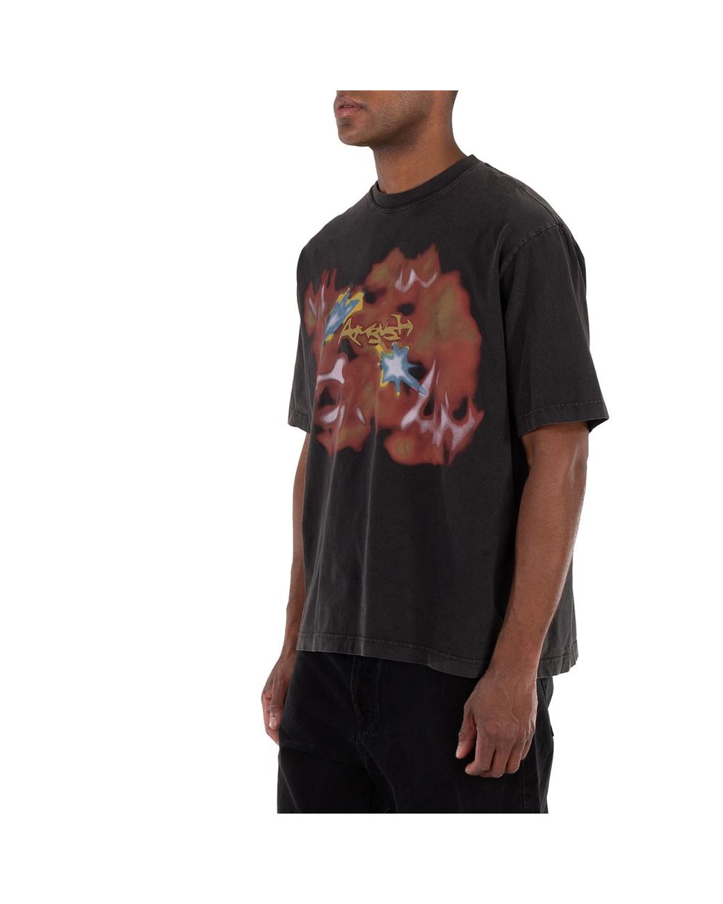 Ambush Black Abstract-Print Graphic T-Shirt for men