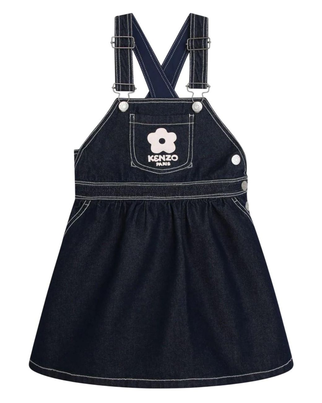 KENZO Blue Adjustable Shoulder Strap Denim Dress