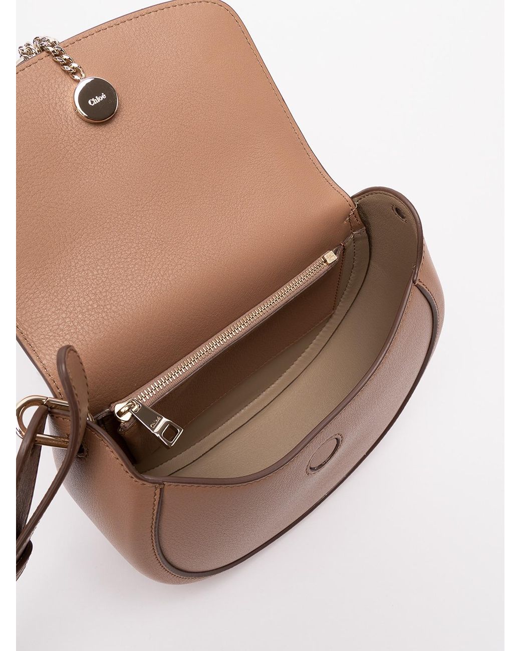 Chloé Brown Arlene Small Ring Half-Moon Crossbody Bag