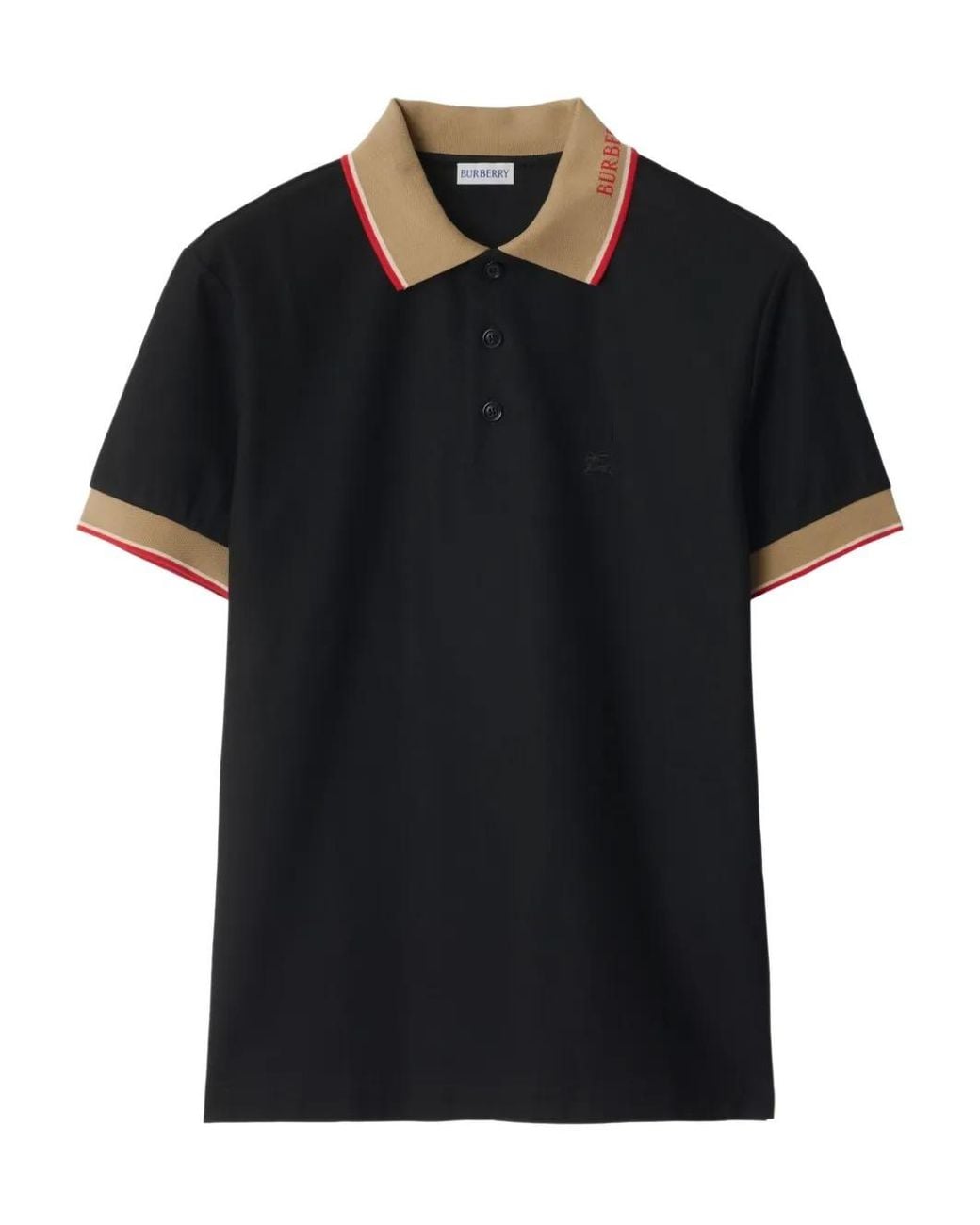Burberry Black Logo Collar Cotton Polo Shirt for men