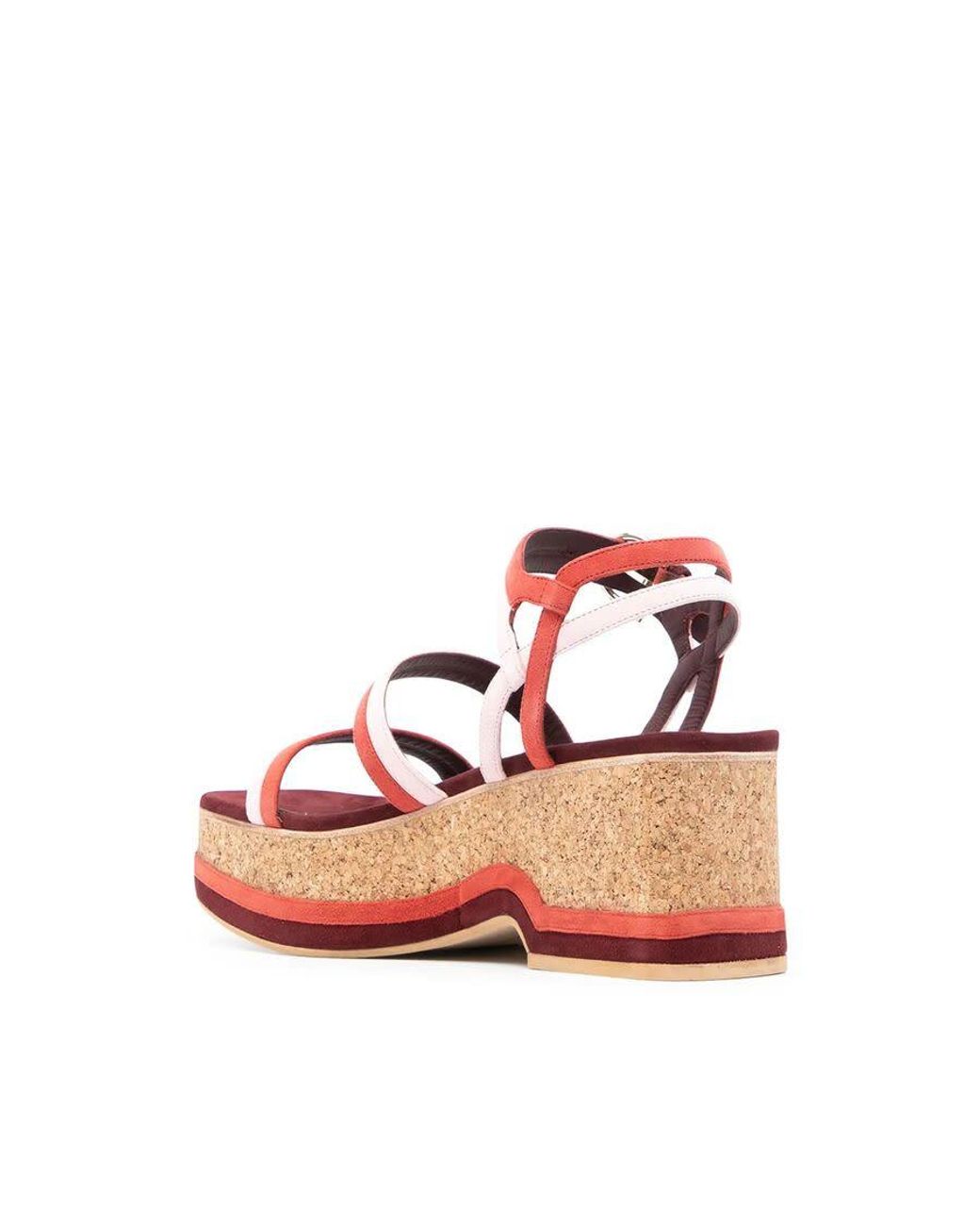 Ferragamo Red 75Mm Mysen Wedge Sandals