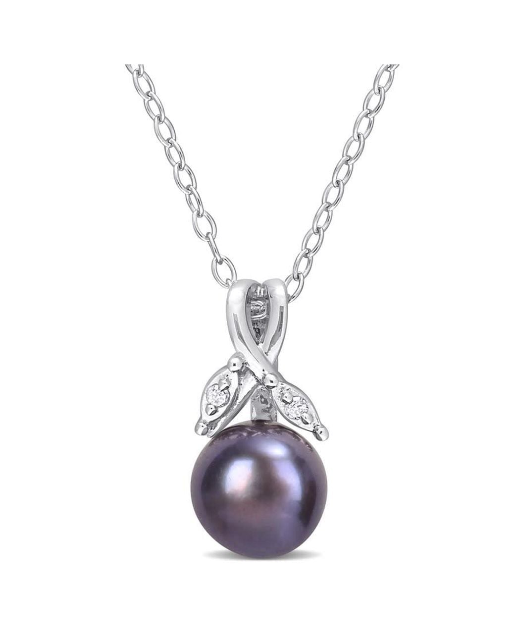 Amour Metallic 7.5-8Mm Freshwater Cultured Pearl And Diamond Accent Floral Pendant With Chain for men