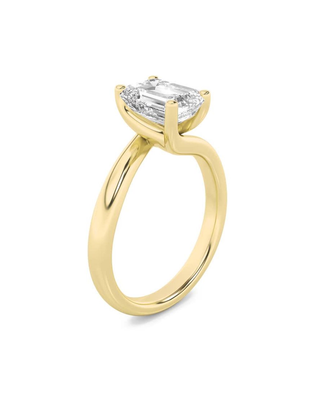 Mure And Co Metallic 2Ctw Emerald Shaped Lab Grown Diamond (F/Vs) Bypass Shank Engagement Ring for men