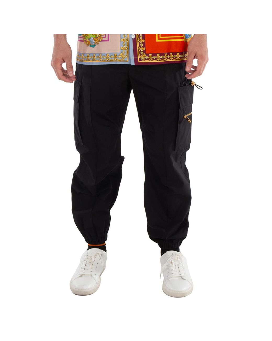 Versace Black Slim-Cut Cargo Trousers for men