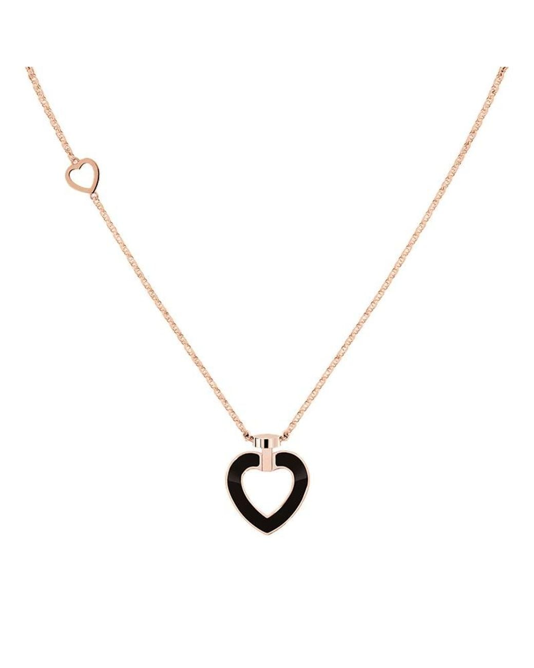 Fred Metallic Pretty 18K Rose Diamond Heart Necklace for men