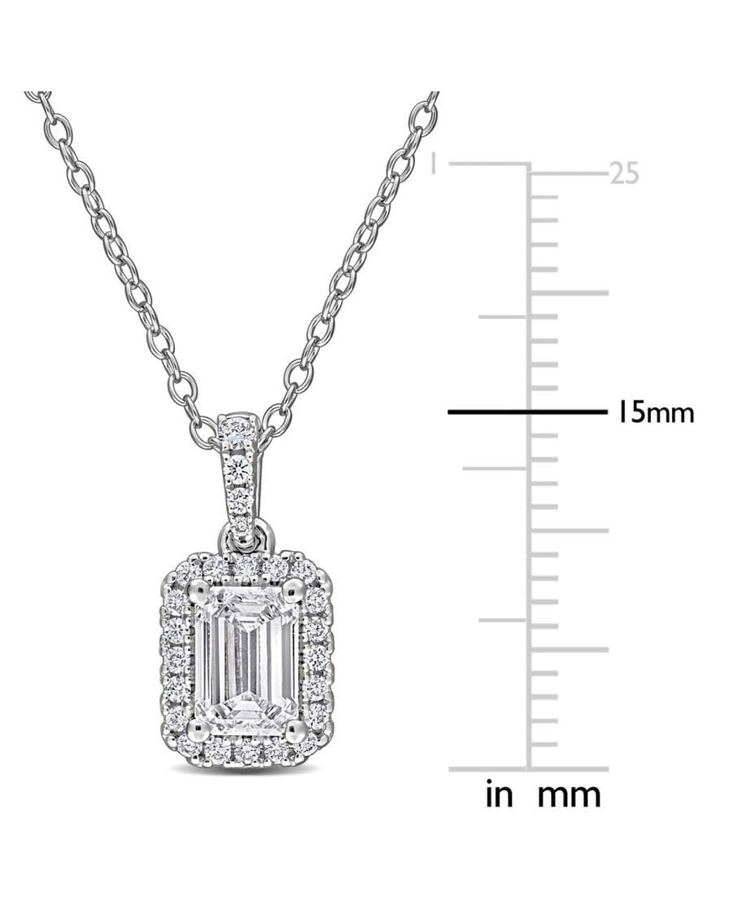 Created Forever Metallic 1 Ct Tgw Emerald And Round-Cut Lab-Grown Diamond Halo Pendant With Chain for men