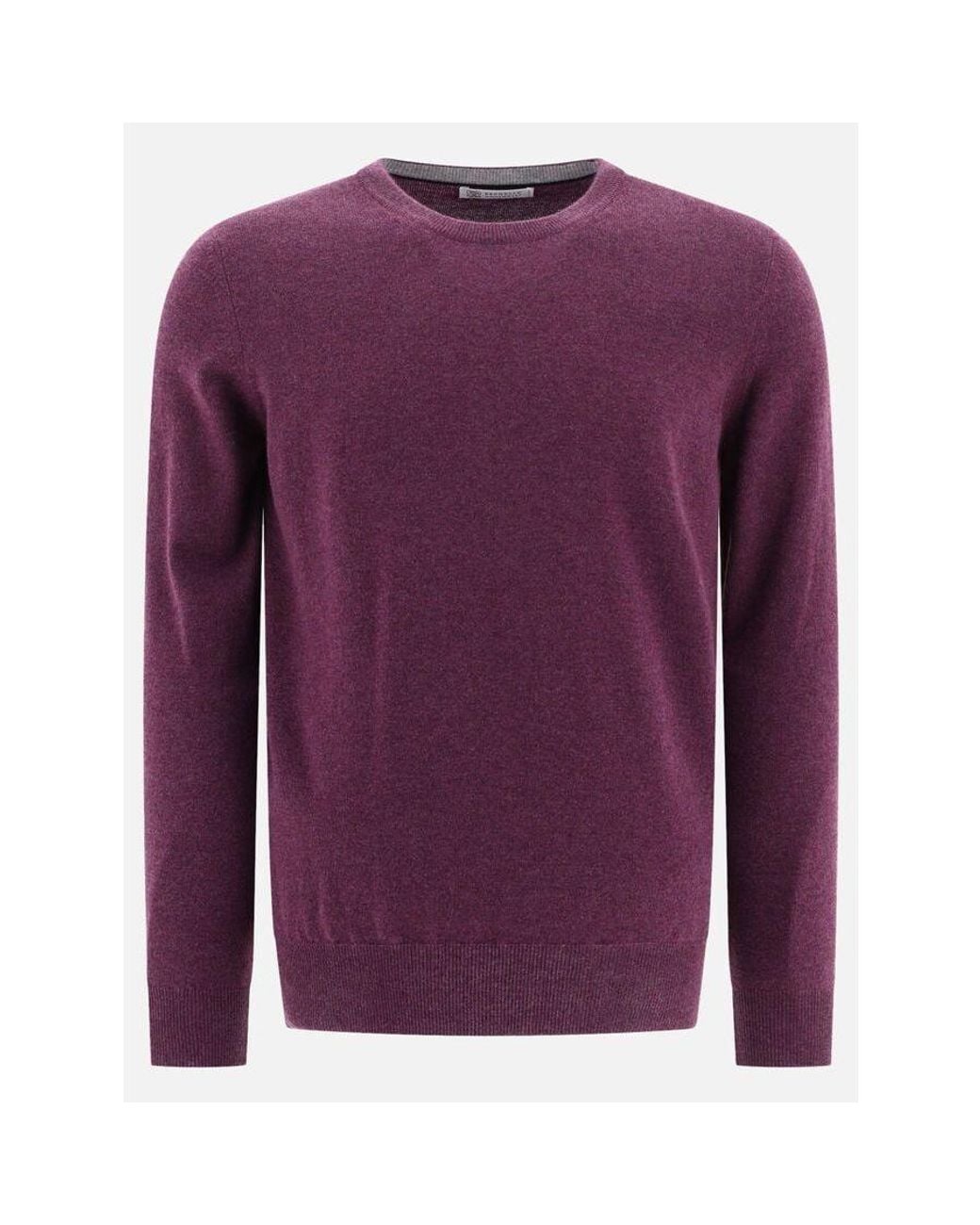 Brunello Cucinelli Purple Plum Cashmere Crewneck Sweater, Brand Size 44 (Us for men