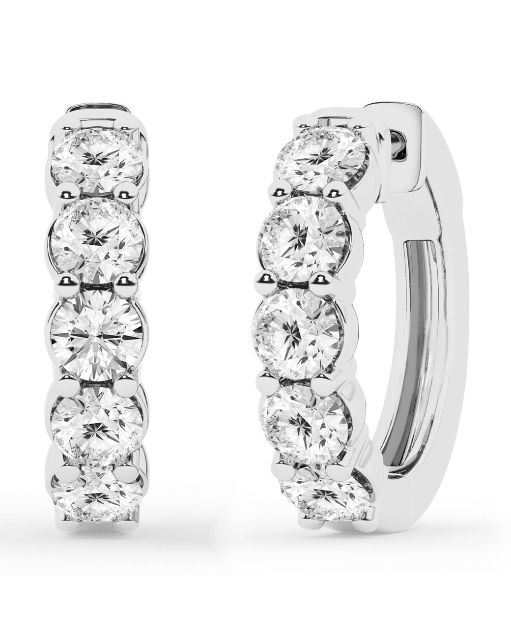 Brilliant Diamond White 2.0 Carat Round Lab Grown Diamond Hoop Earrings for men