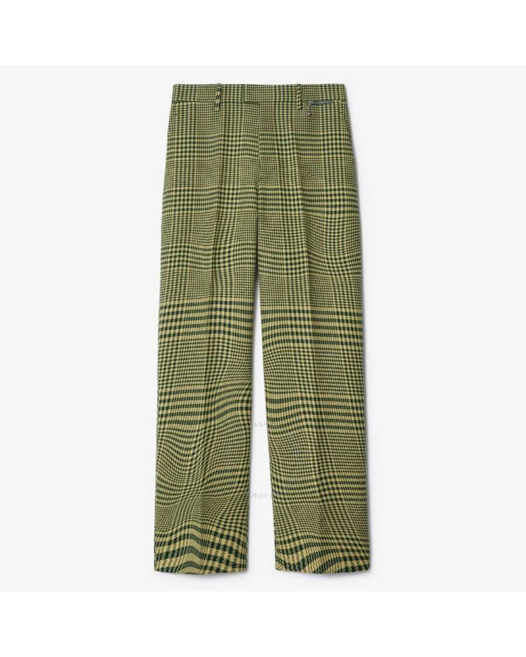 Burberry Warped Houndstooth Pattern Wool Trousers, Brand