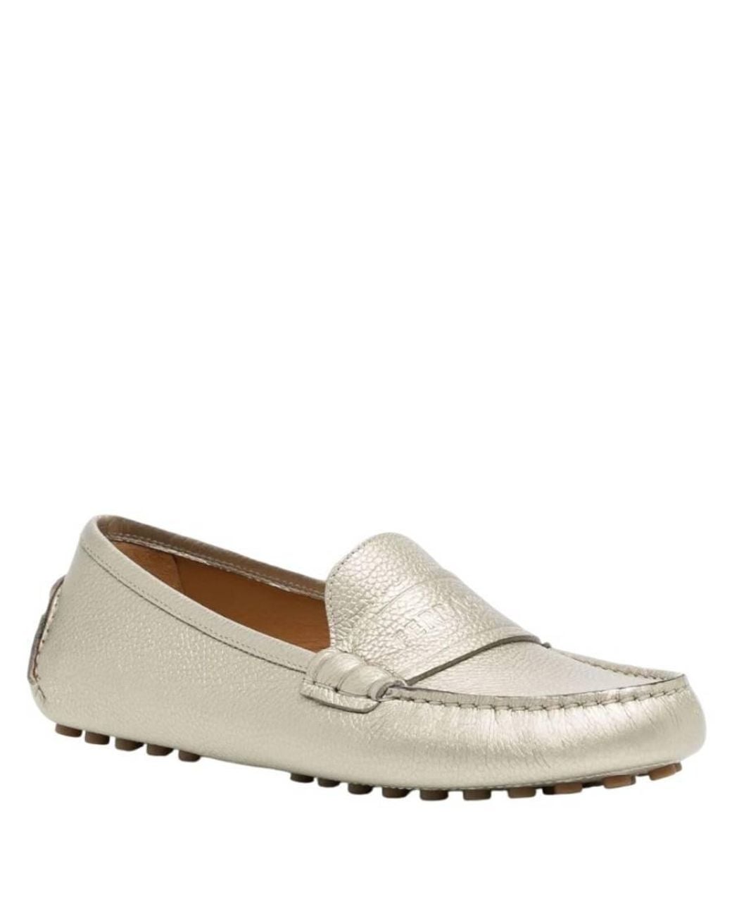 Ferragamo White Ferragamo Mantaylor Pebbled Leather Driver