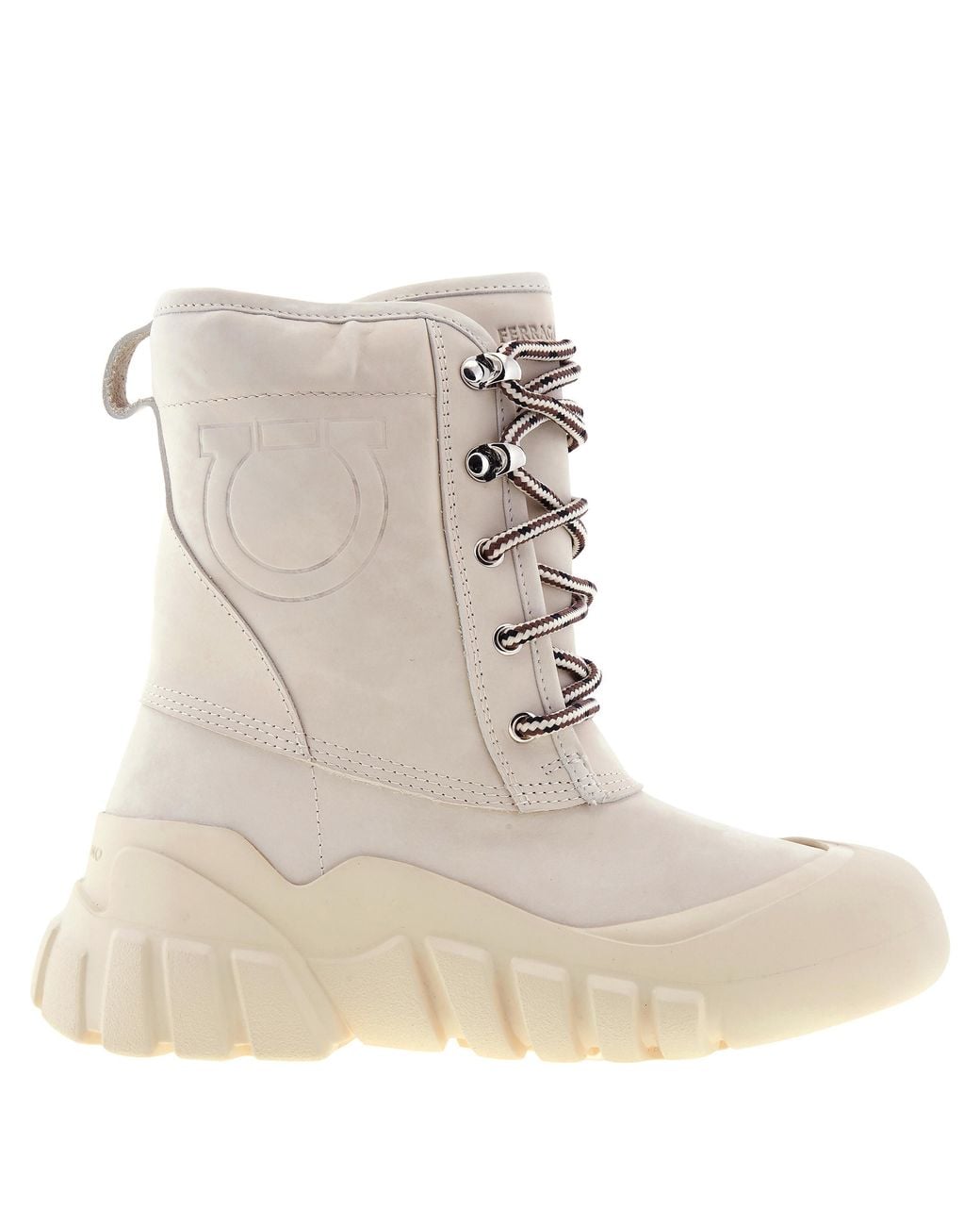 Ferragamo Natural Duna Chunky Sole Boots