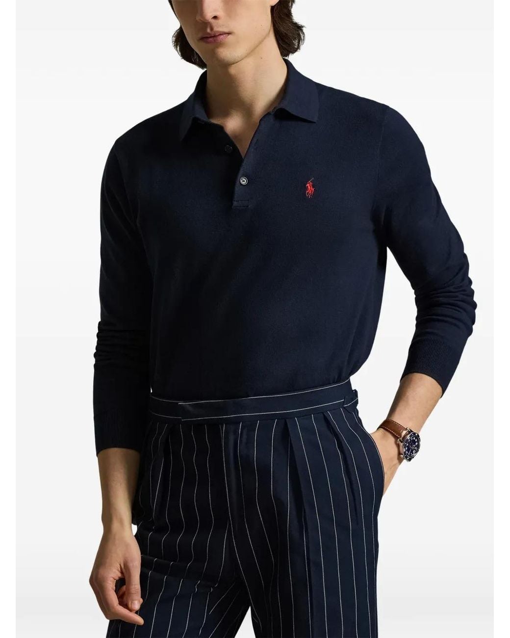Polo Ralph Lauren Blue Long-Sleeve Polo Shirt for men