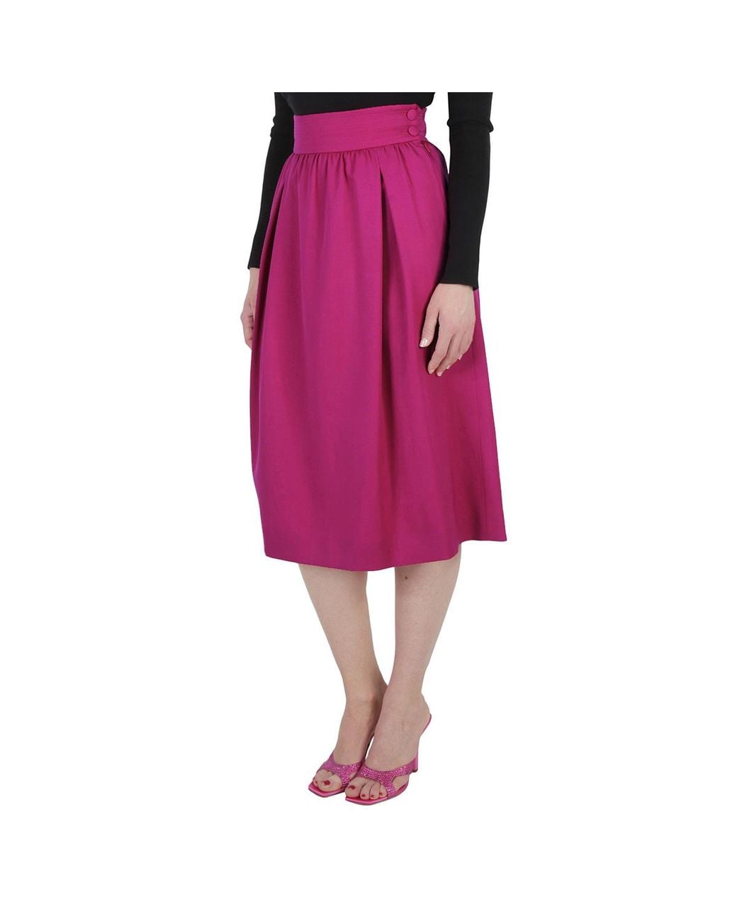 Moschino Purple Ladies Fuchsia Flared Midi Skirt, Brand Size 36 (Us