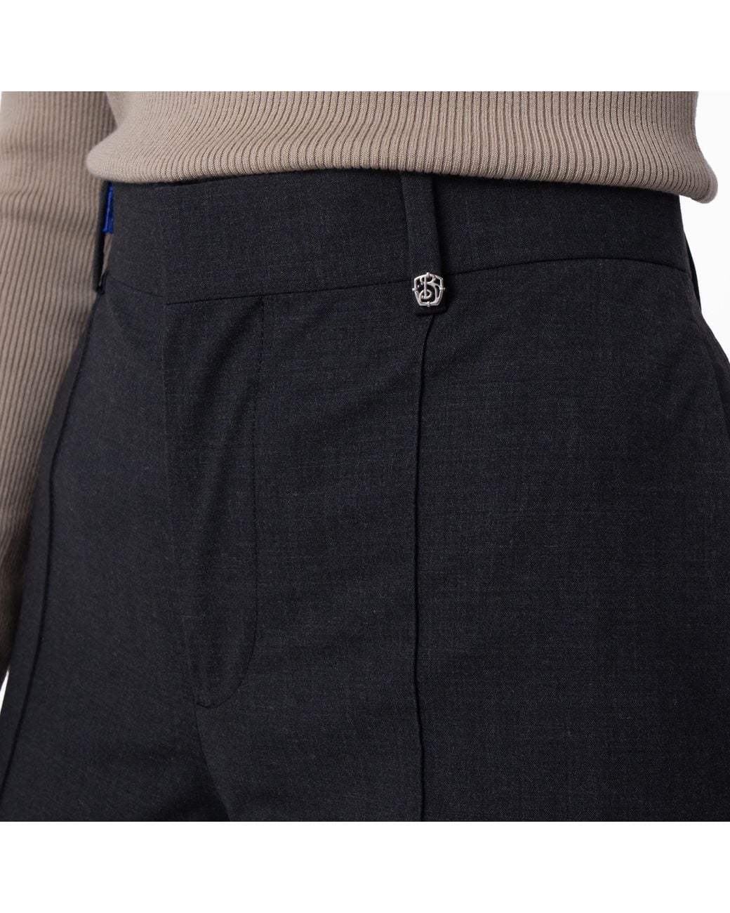 Burberry Blue Pleated Straight Leg Pants, Brand Size 10 Us