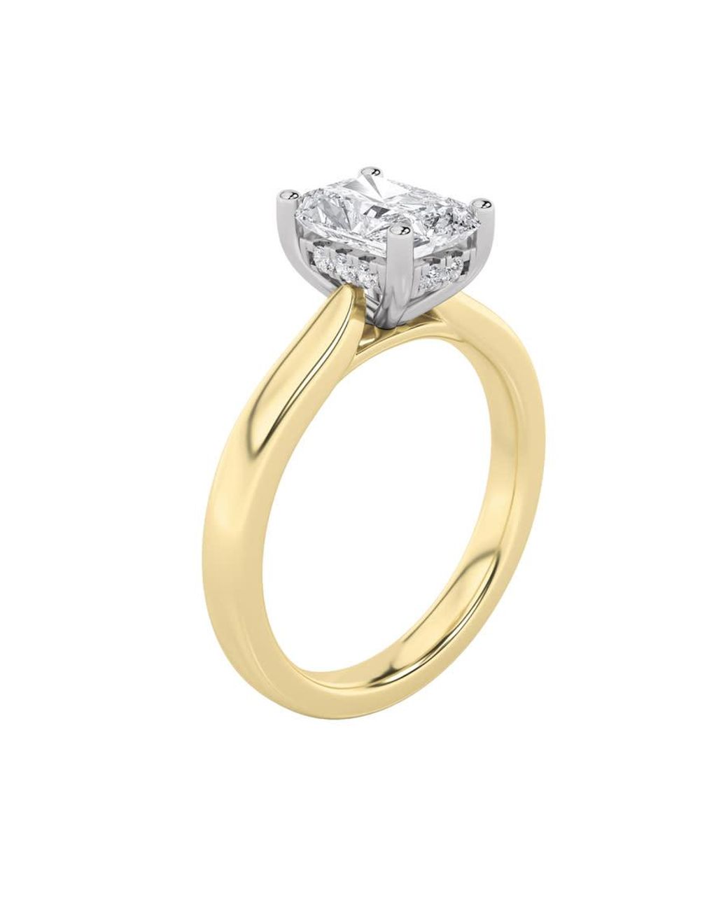 Mure And Co Metallic 1.5Ctw Radiant Shaped Lab Grown Diamond (F/Vvs) Hidden Halo Cathedral Shank Engagement Ring for men
