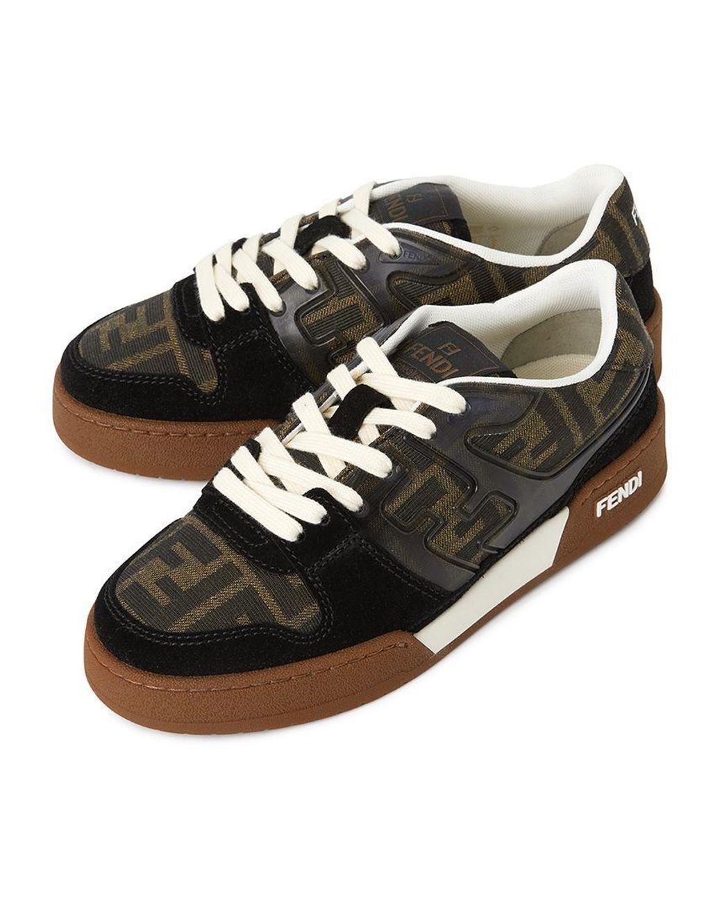 Fendi Black Canvas Match Lace-Up Sneakers, Brand Size 40 Us for men