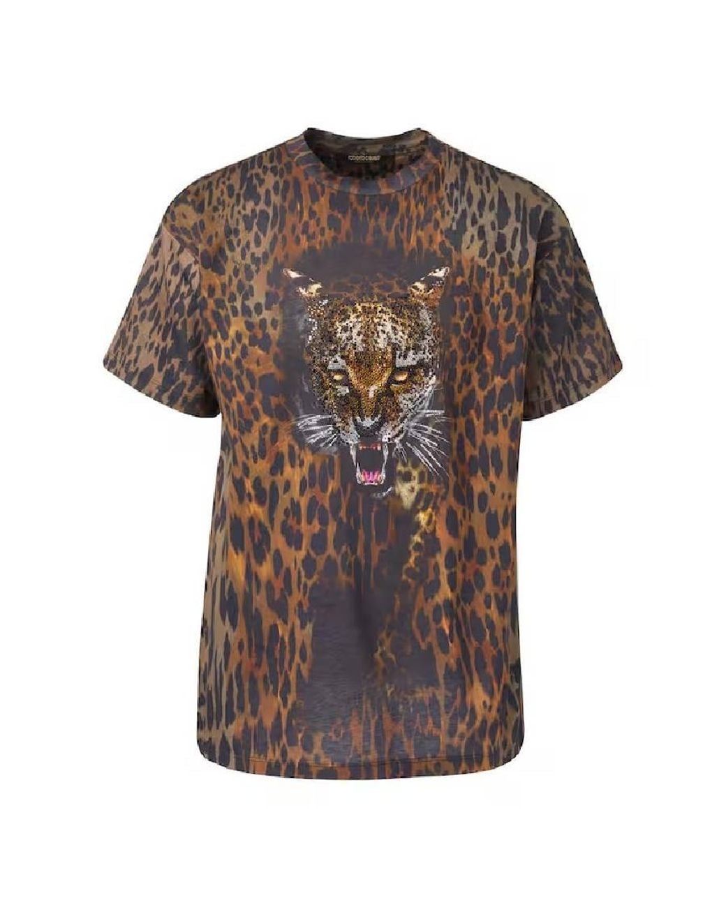 Roberto Cavalli Brown Animal Print Tiger Graphic T-Shirt for men