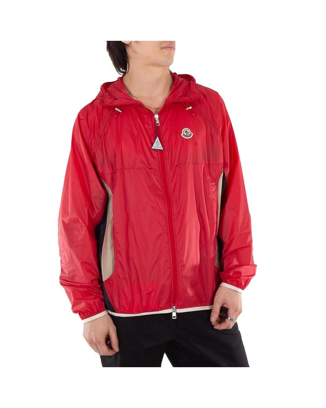 Moncler Red Dronne Lightweight Long Sleeve Jacket, Brand Size 4 (X-Large) for men