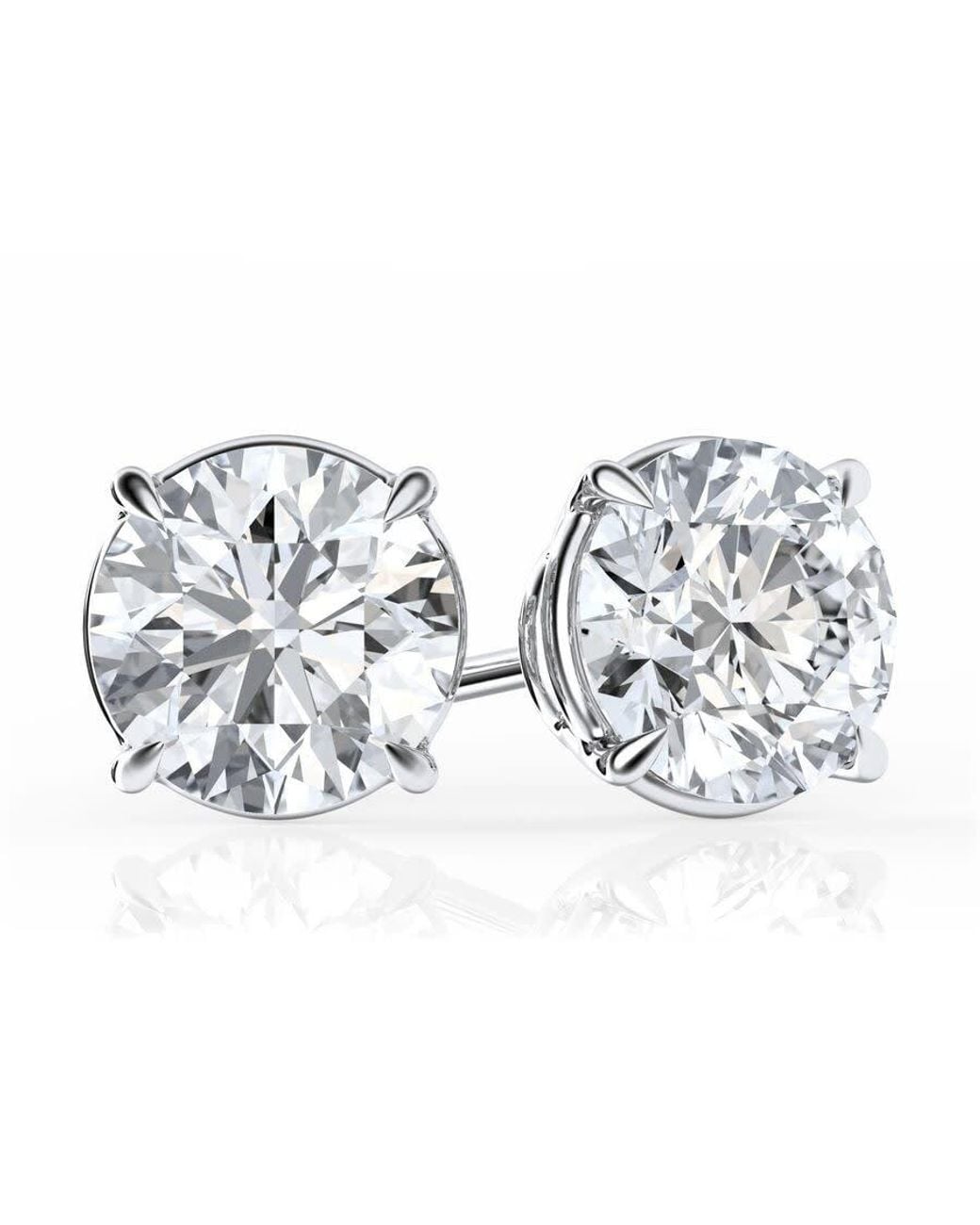 Brilliant Diamond Metallic 3 Carat Round Lab Grown Diamond Stud Earrings for men