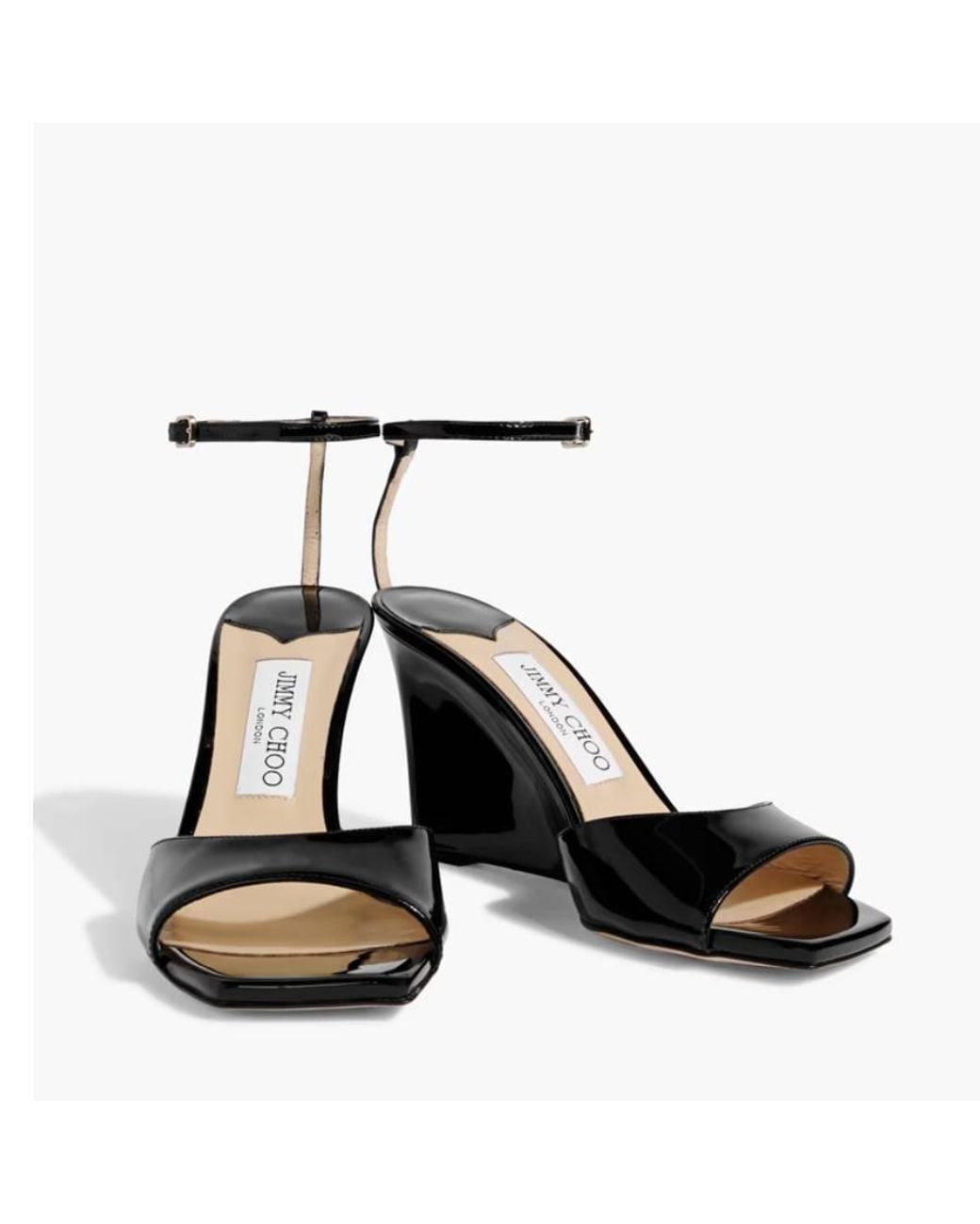 Jimmy Choo Black Brien 85Mm Wedge Sandals, Brand Size 34.5 Us